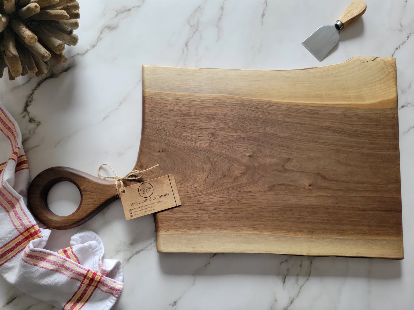 Handmade Walnut Charcuterie Board With Handle (23.5" x 0.75" x 13") - A304