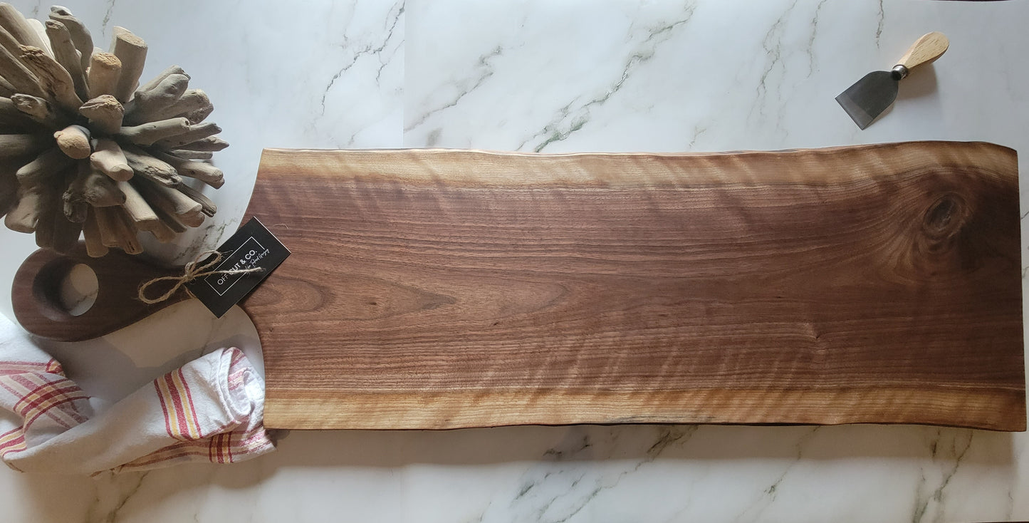 Handmade Walnut Charcuterie Board With Handle (39.5" x 0.75" x 12") - A322