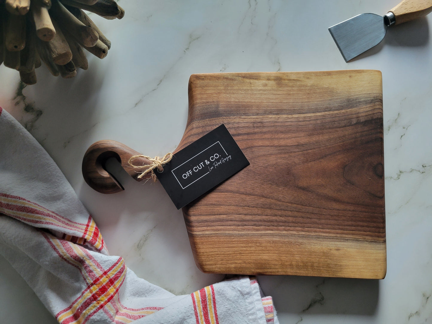 Mini Handmade Walnut Charcuterie Board With Handle (12.75" x 0.75" x 8.75") - A325