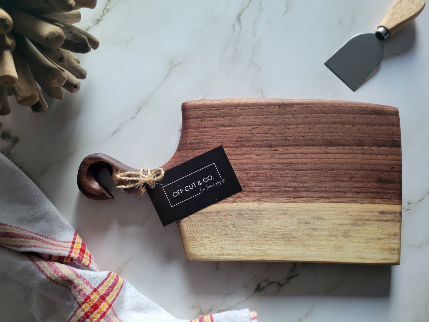 Mini Handmade Walnut Charcuterie Board With Handle (13.5" x 0.75" x 6.75") - A328