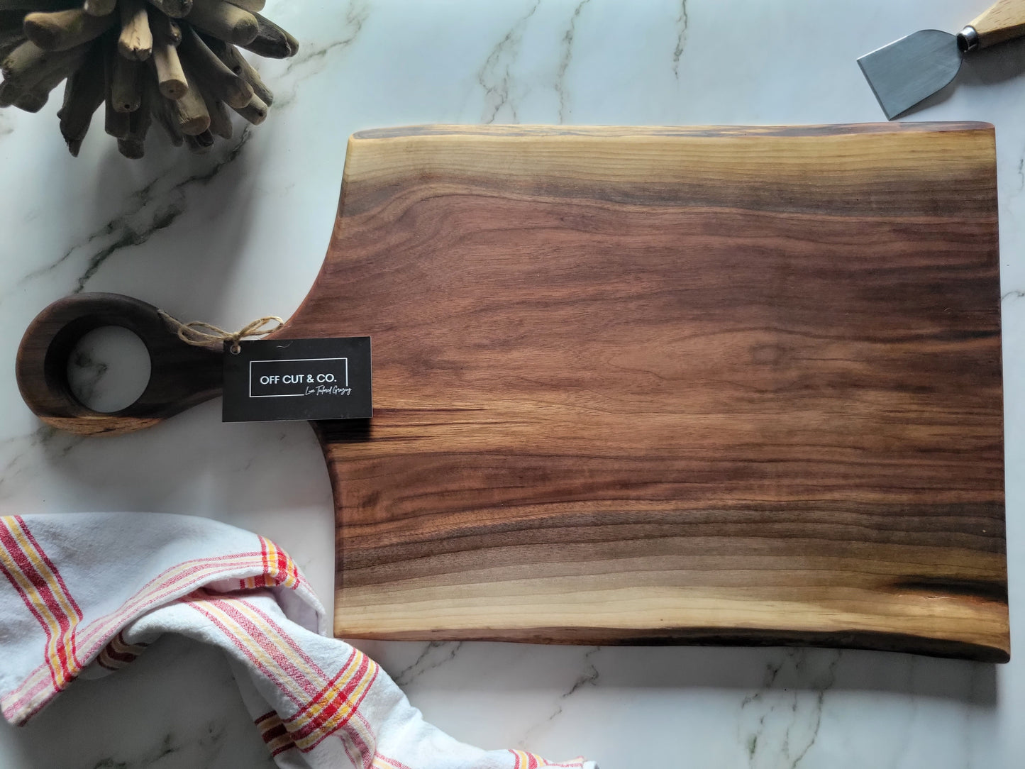 Handmade Walnut Charcuterie Board With Handle (24.25" x 0.75" 13.75") - A336