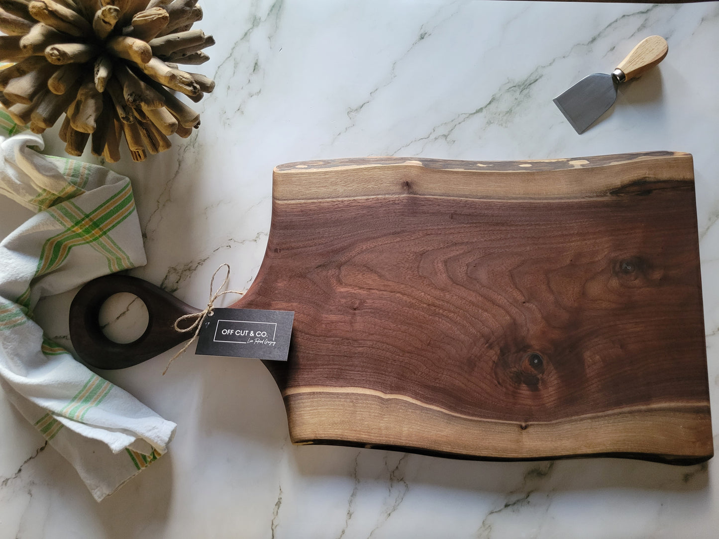Handmade Walnut Charcuterie Board With Handle (25" x 0.75" x 13") - A353