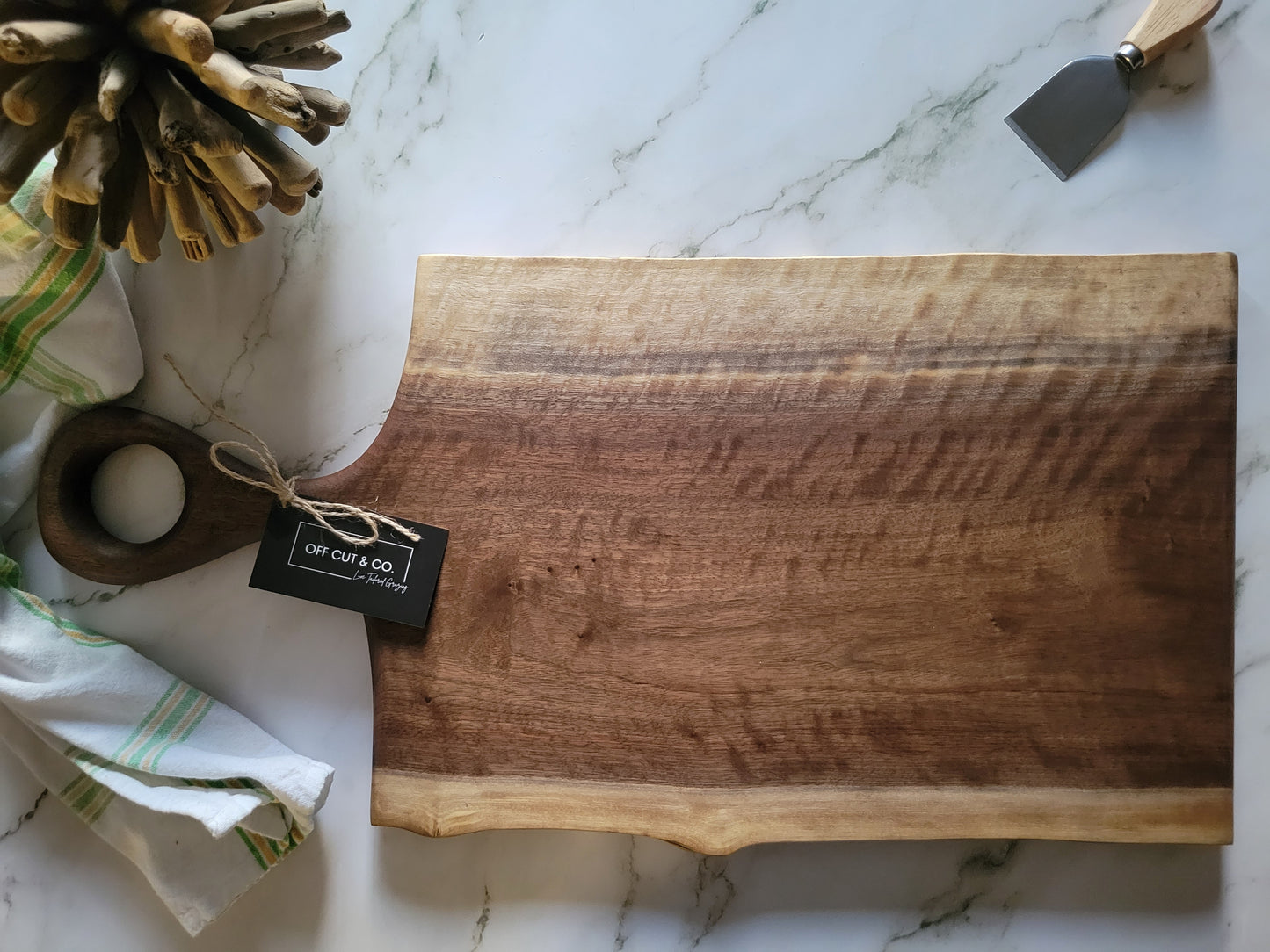 Handmade Walnut Charcuterie Board With Handle (25" x 0.75" x 14.5") - A355