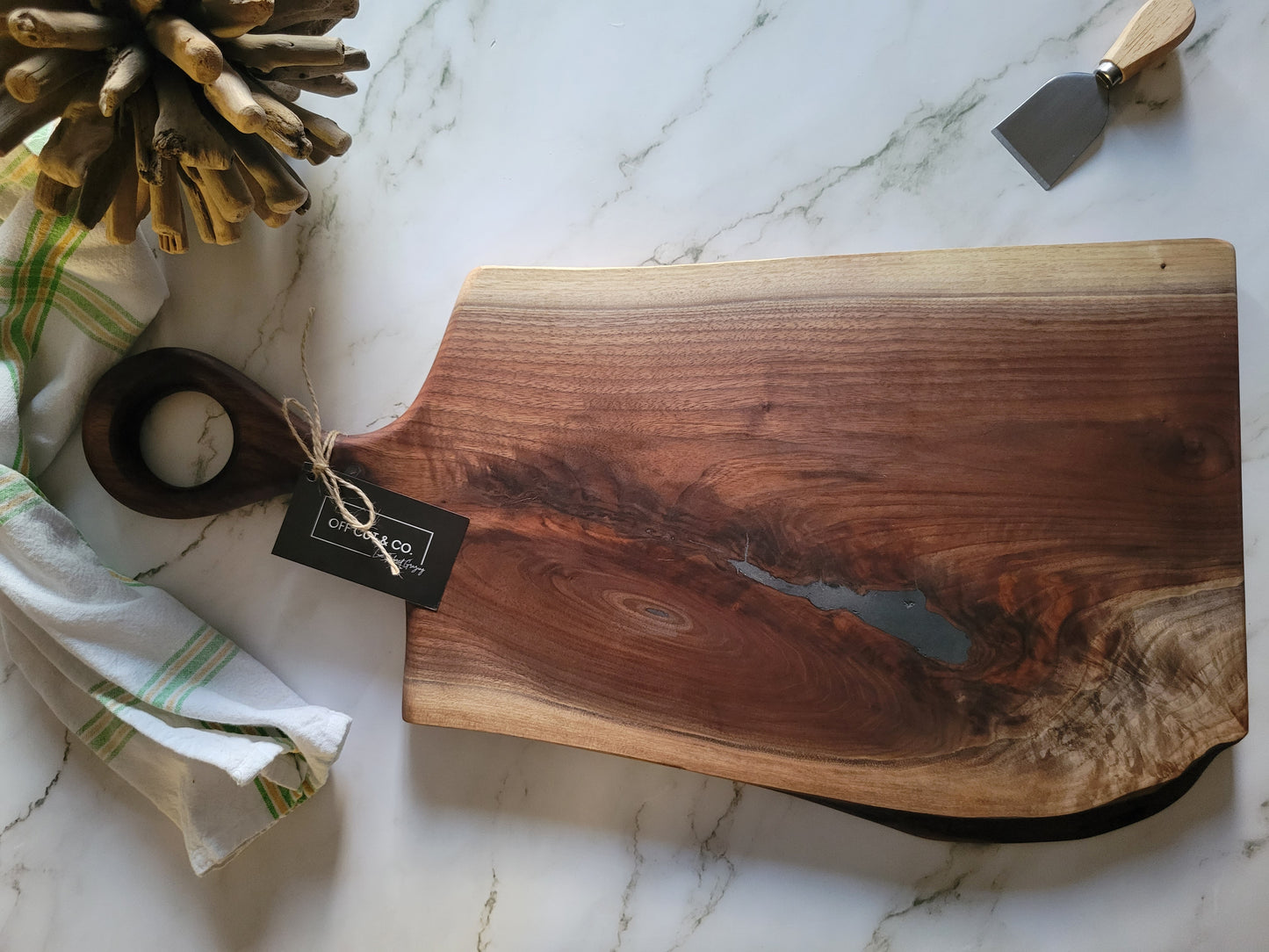 Handmade Walnut Charcuterie Board With Handle (24.25" x 0.75" x 13") - A356