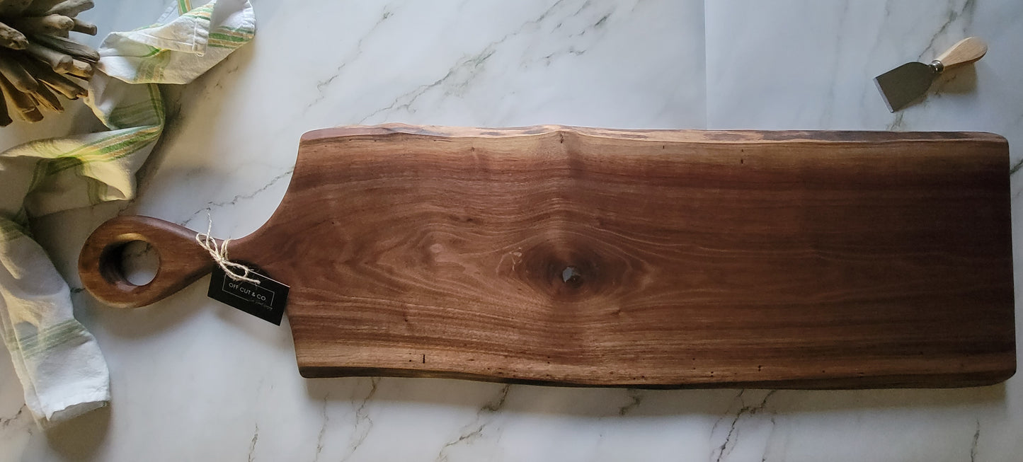 Handmade Walnut Charcuterie Board With Handle (41.5" x 0.75" x 12") - A359