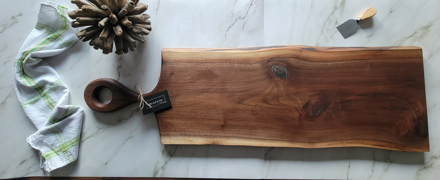 Handmade Walnut Charcuterie Board With Handle (42" x 1" x 12.75") - A363