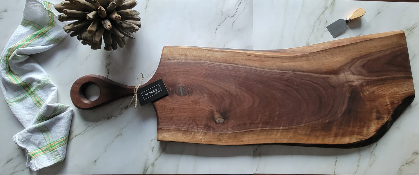 Handmade Walnut Charcuterie Board With Handle (42" x 1" x 14") - A364