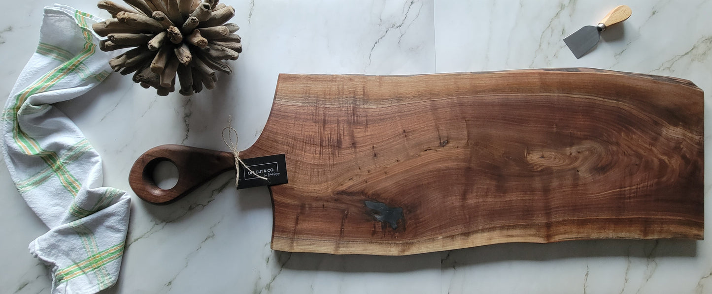 Handmade Walnut Charcuterie Board With Handle (40.75" x 1" x 12.75") - A365