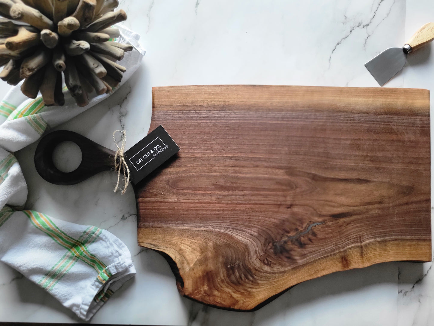 Handmade Walnut Charcuterie Board With Handle (24.75" x 0.75" x 14") - A370