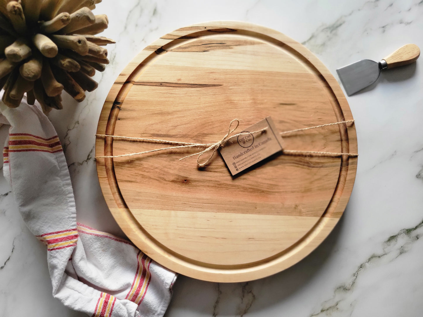 Handmade Round Maple Serving Board, 15"