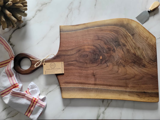 Handmade Walnut Charcuterie Board With Handle (25" x 0.75" x 14.5") - A298