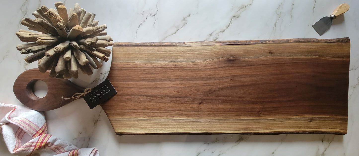 Handmade Walnut Charcuterie Board With Handle (41.75" x 0.75" x 12.75") - A319