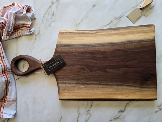Handmade Walnut Charcuterie Board With Handle (24" x 0.75" x 13") - A388