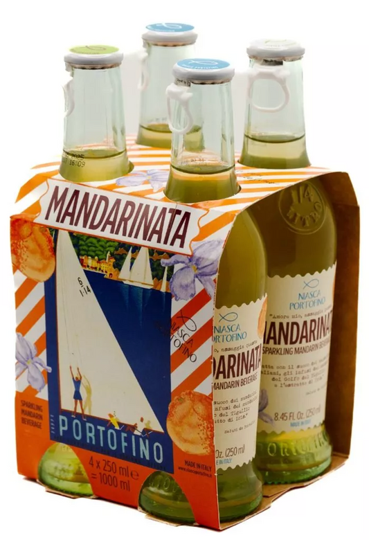 Niasca Portofino Mandarinata, Sparkling Mandarin Soda, 250 ml, 4/Pack Glass Bottles